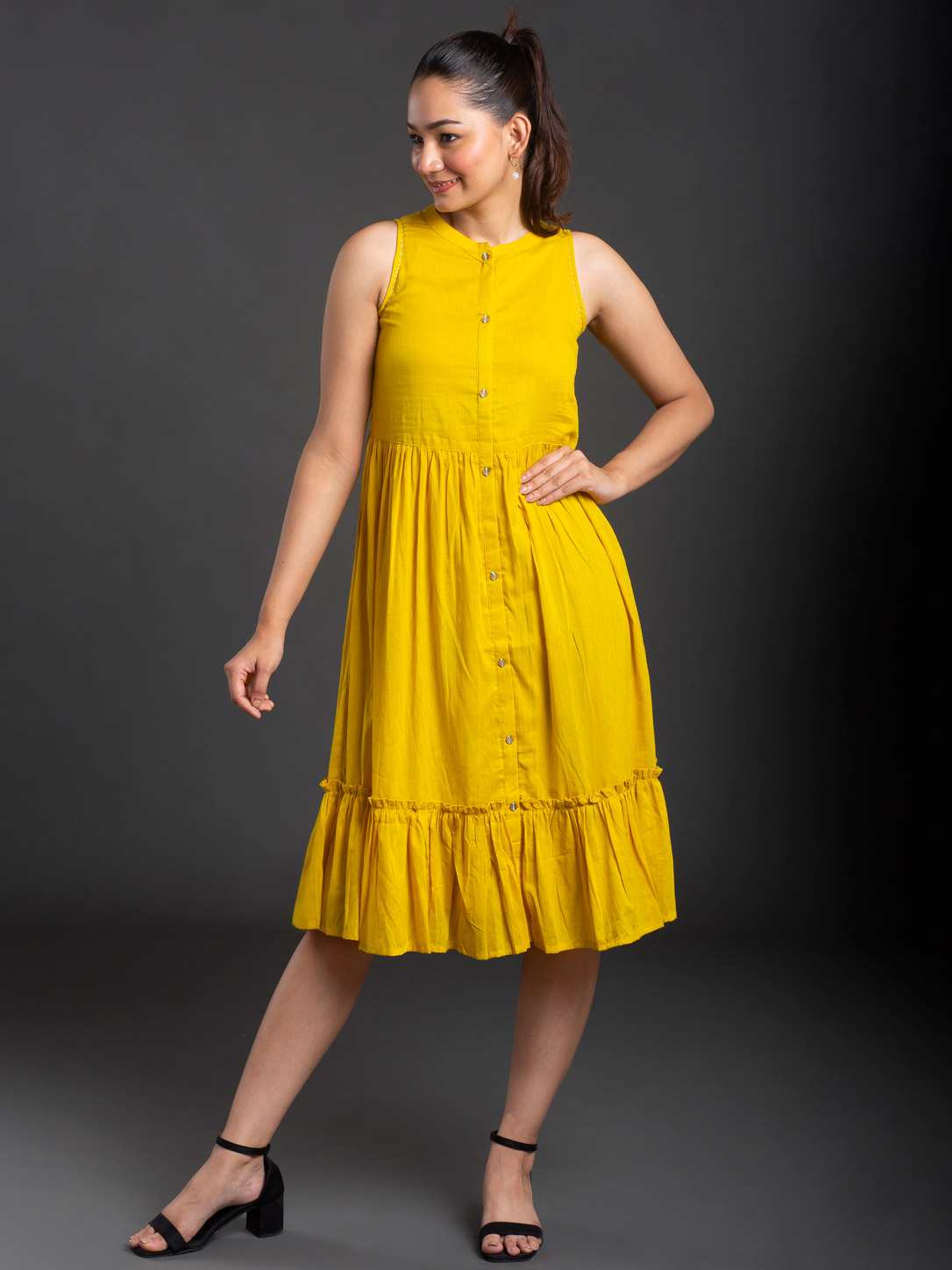 Yellow Peplum Skirt Dupatta Set