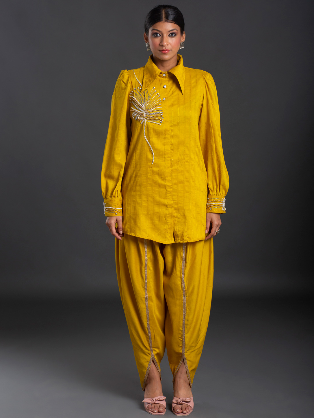 MUSTARD YELLOW EMBROIDERY CO ORD SET