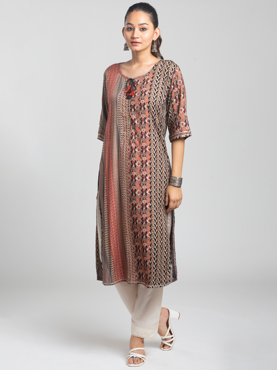 Sparkling Embroidered Maroon Casual Kurti