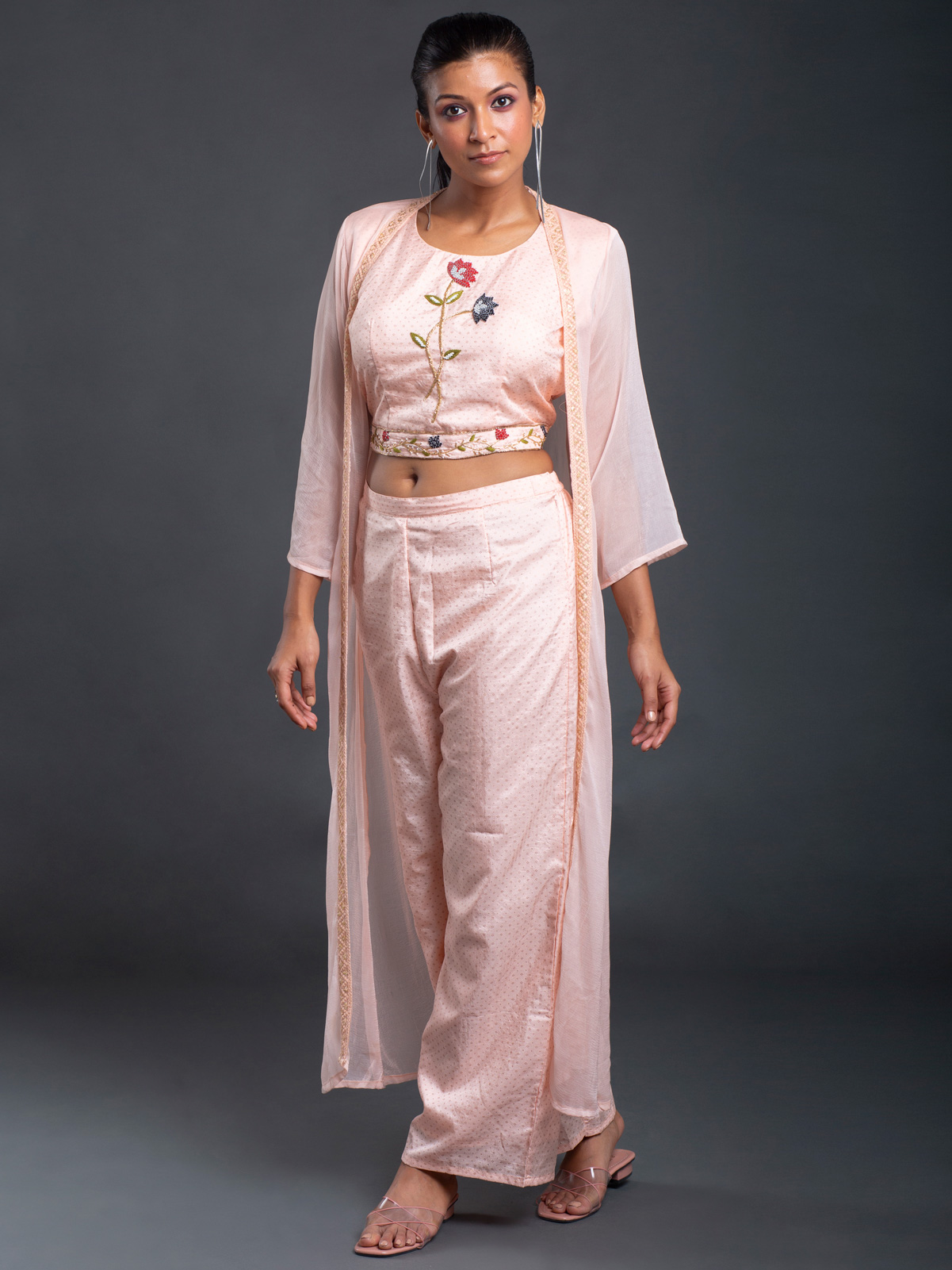 PALE PINK EMBROIDERY ETHNIC CO ORD SET