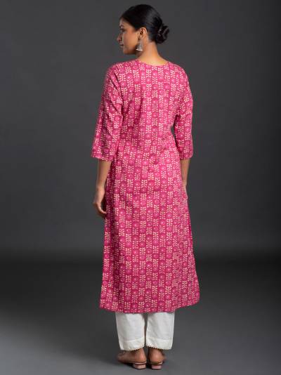 RUBY PINK FLORAL PRINT SINGLE KURTI