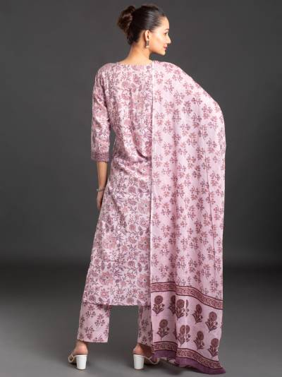 LAVENDER FLORAL PRINT KURTA DUPATTA SET