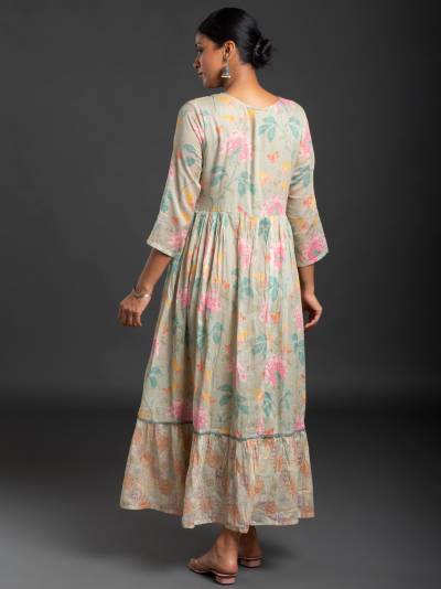 TEA GREEN ONE PEICE SOLID COTTON GOWN