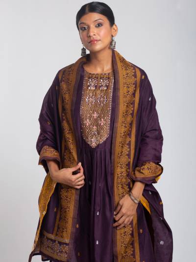 WINE PRINTED KURTI & DUPATTA