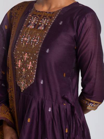 WINE PRINTED KURTI & DUPATTA