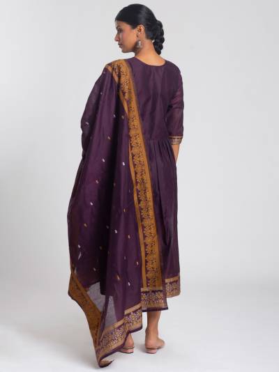 WINE PRINTED KURTI & DUPATTA