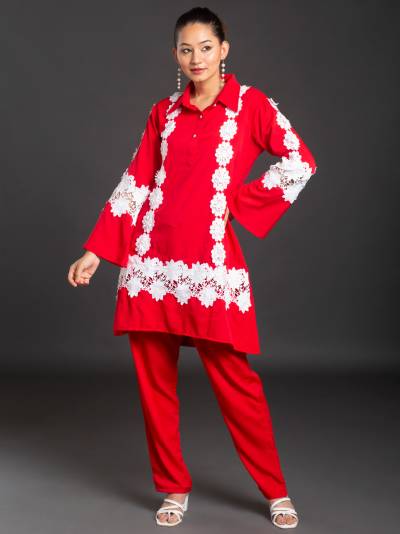 Rose Red Festive Fusion Co-Ord Set
