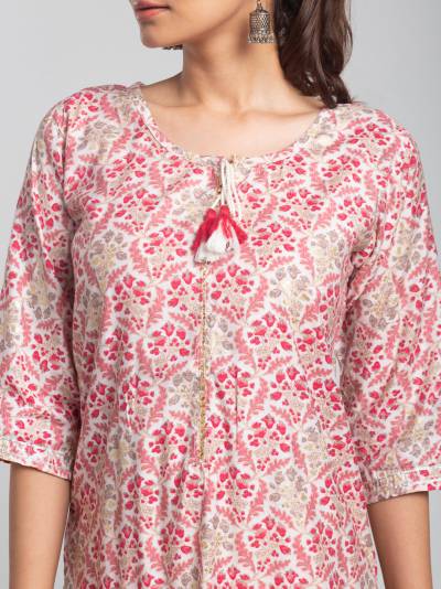 LIGHT PINK FLORAL PRINT SINGLE KURTI