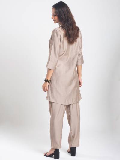 LINEN BEIGE EMBROIDERY CO ORD SET