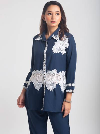 ROYAL BLUE EMBROIDERY CO ORD SET
