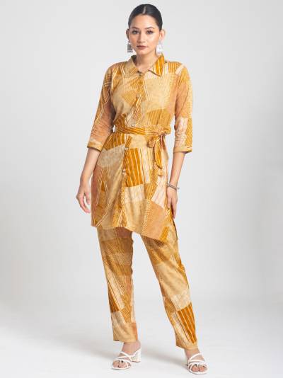CANARY YELLOW STRIPES PRINT CO ORD SET