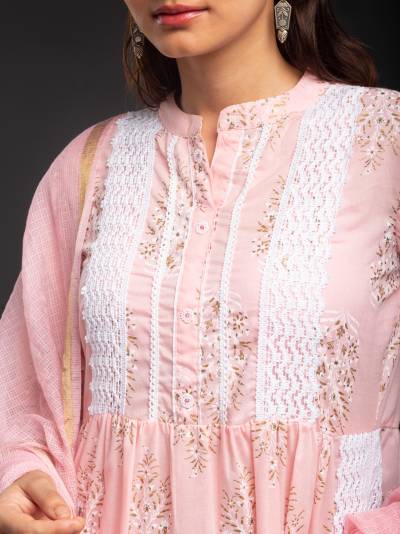 LIGHT PINK EMBROIDERY KURTA DUPATTA SET