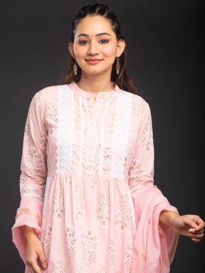 LIGHT PINK EMBROIDERY KURTA DUPATTA SET