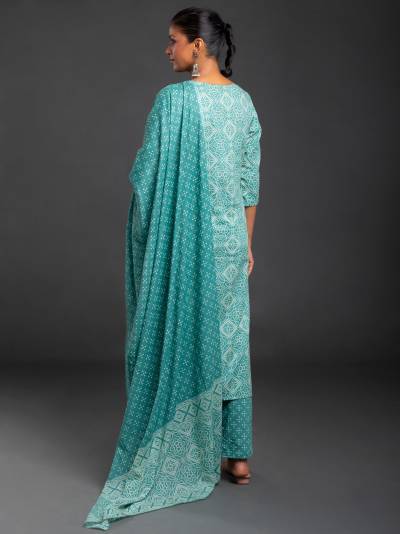 TIFFANY BLUE PRINTED ETHNIC KURTA DUPATTA SET