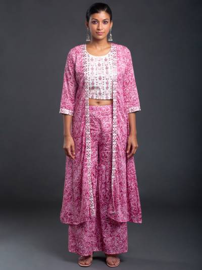 HOT PINK EMBROIDERY ETHNIC CO ORD SET